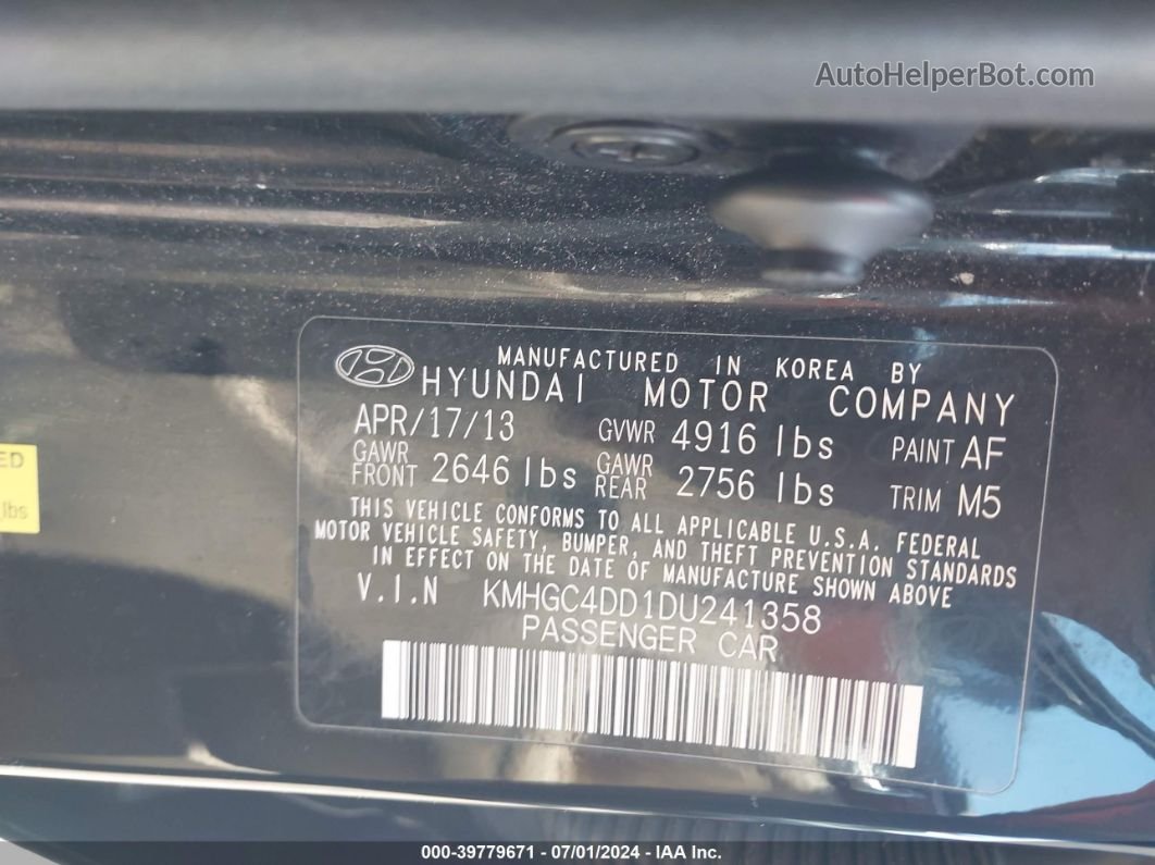 2013 Hyundai Genesis 3.8 Black vin: KMHGC4DD1DU241358