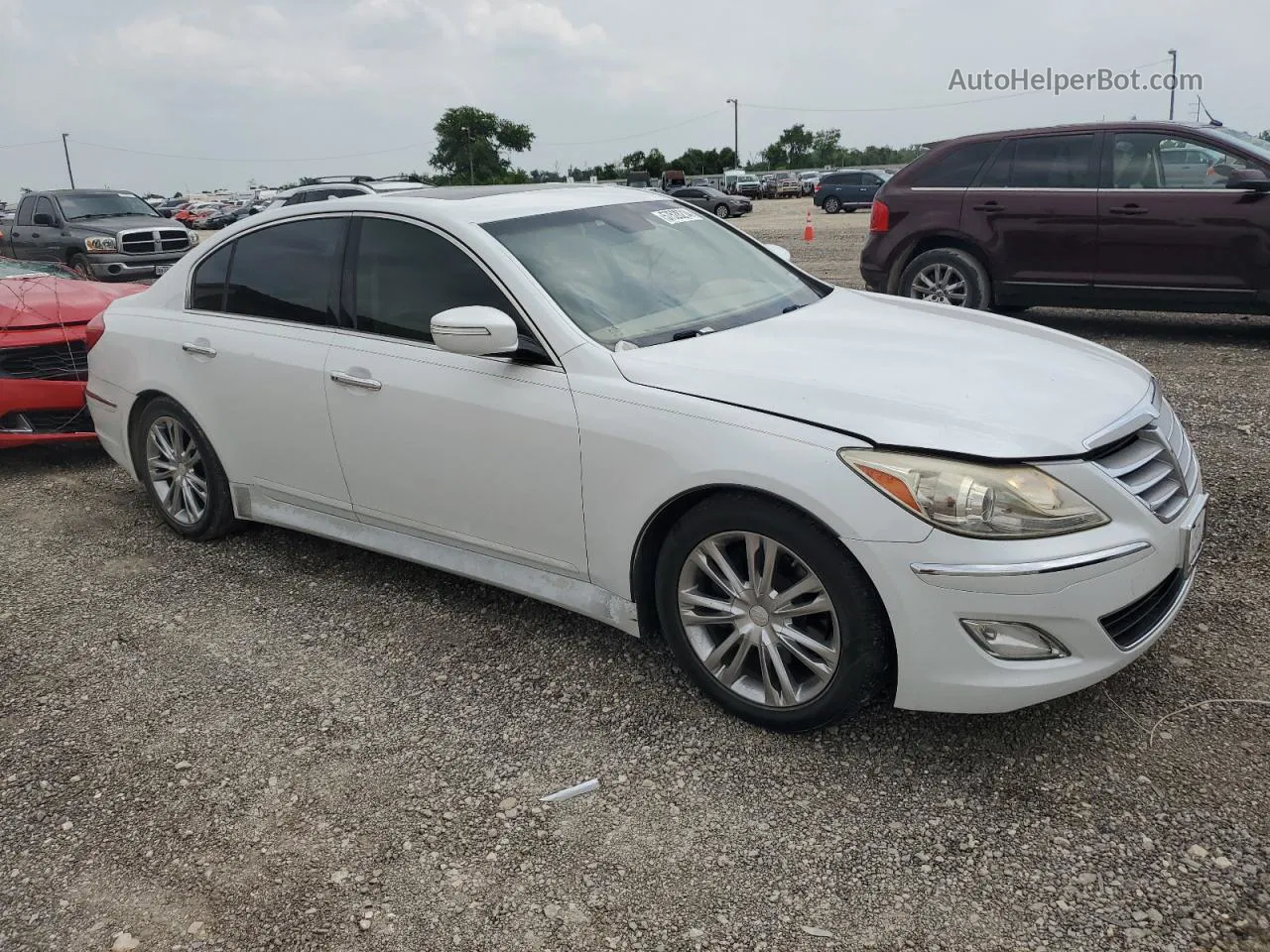 2013 Hyundai Genesis 3.8l White vin: KMHGC4DD4DU253990