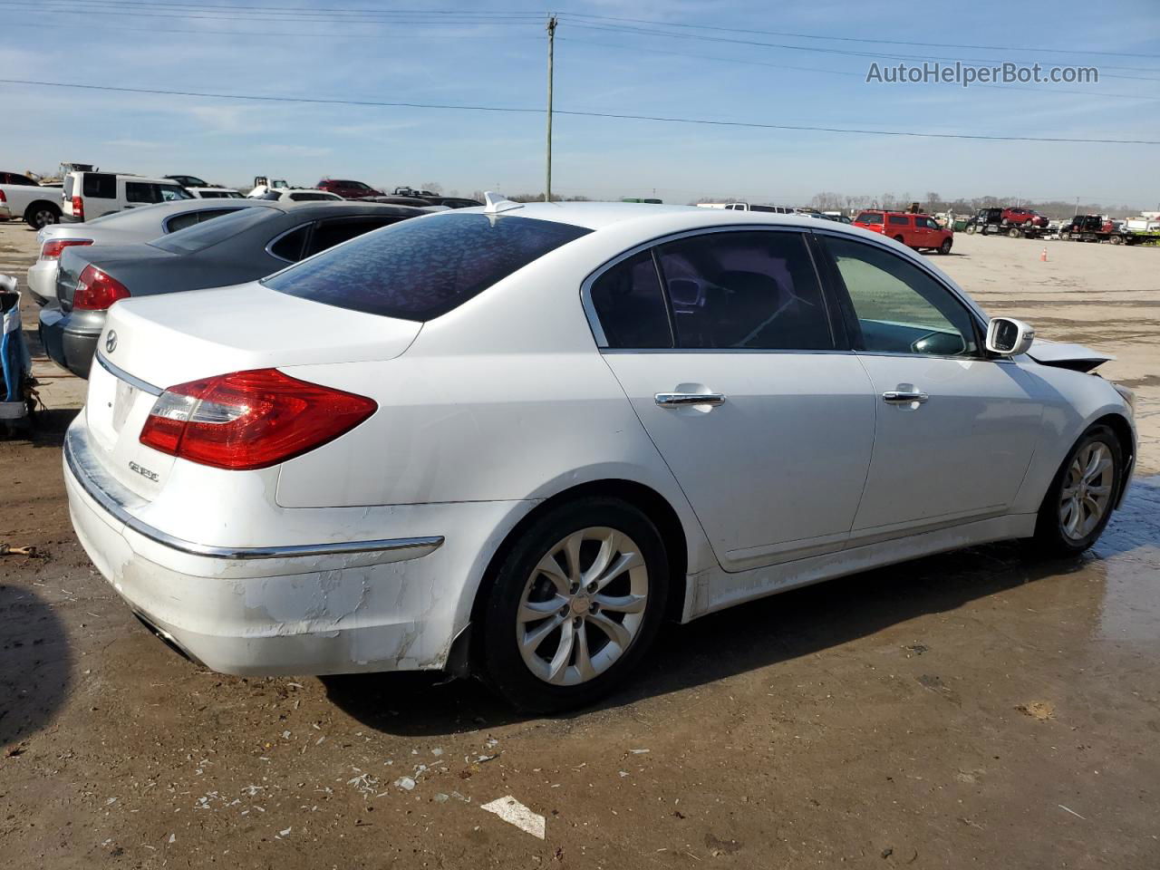 2013 Hyundai Genesis 3.8l White vin: KMHGC4DD4DU257859