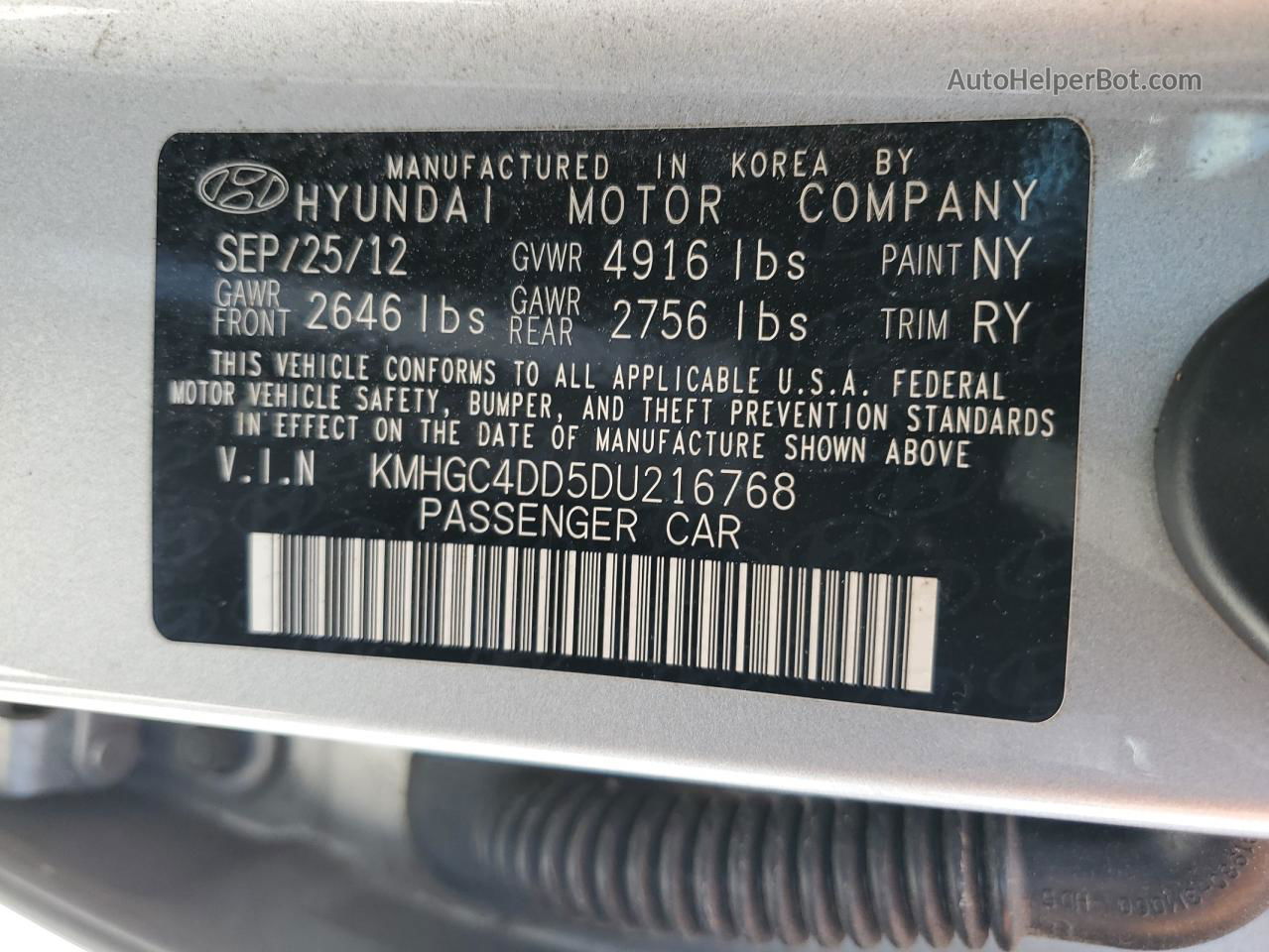 2013 Hyundai Genesis 3.8l Silver vin: KMHGC4DD5DU216768