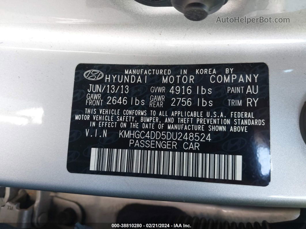 2013 Hyundai Genesis 3.8 Silver vin: KMHGC4DD5DU248524