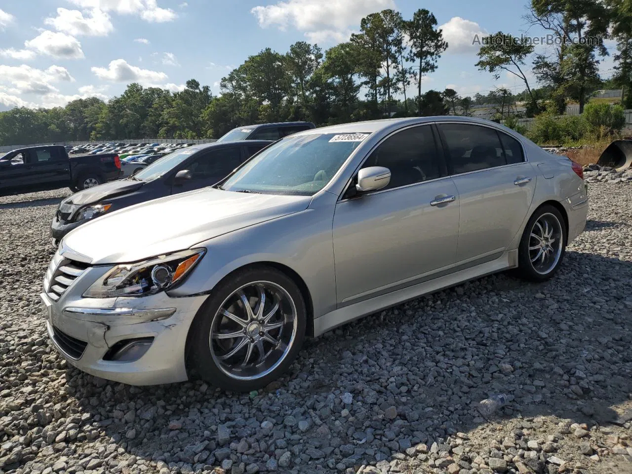 2013 Hyundai Genesis 3.8l Silver vin: KMHGC4DD6DU240366