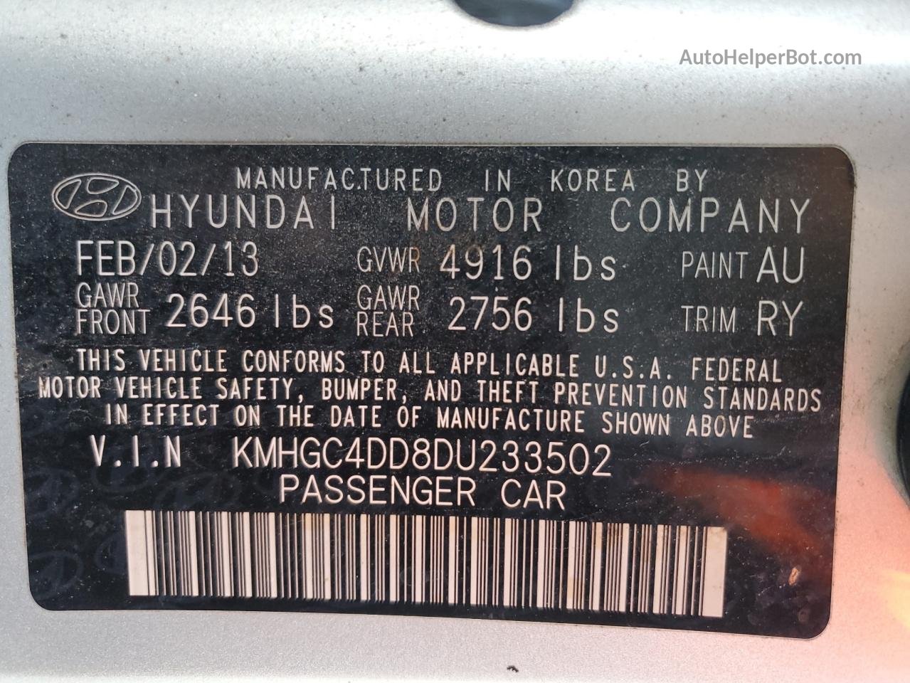 2013 Hyundai Genesis 3.8l Silver vin: KMHGC4DD8DU233502