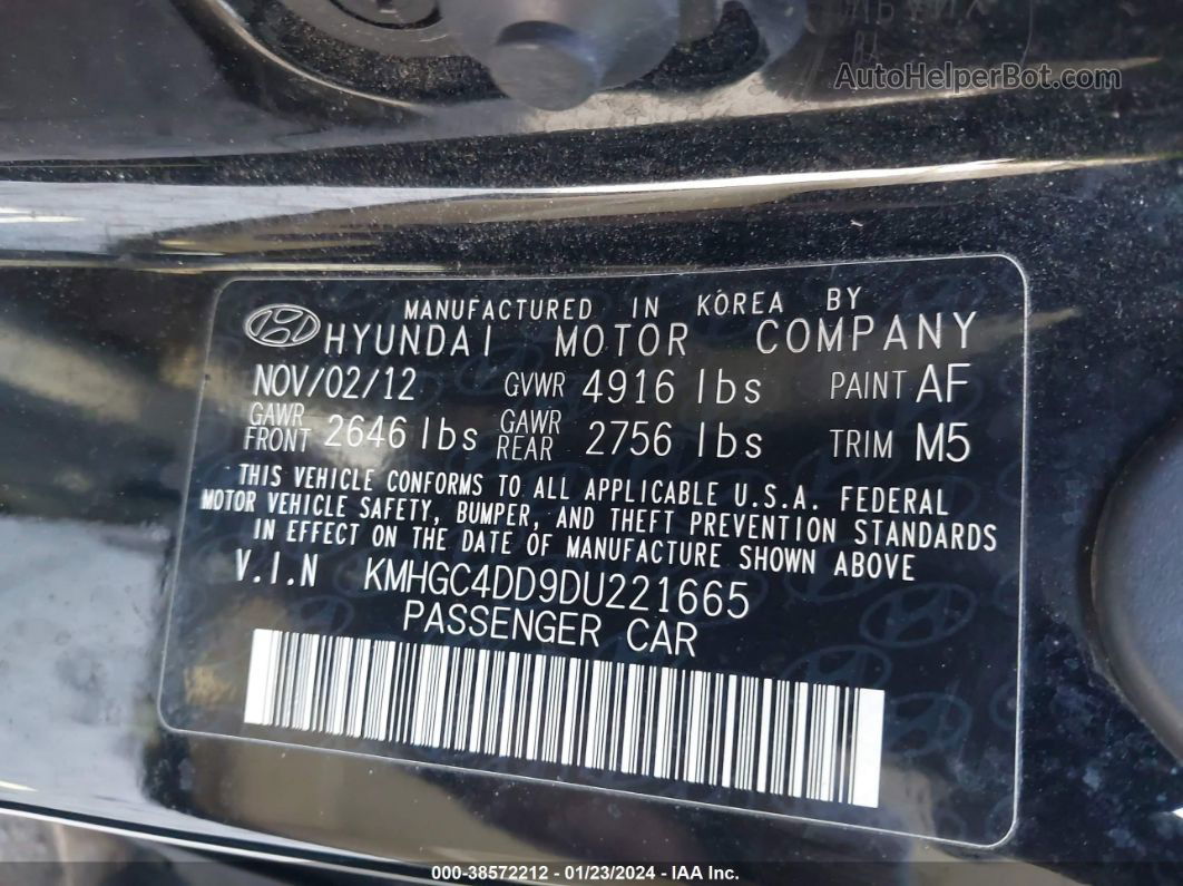 2013 Hyundai Genesis 3.8 Черный vin: KMHGC4DD9DU221665