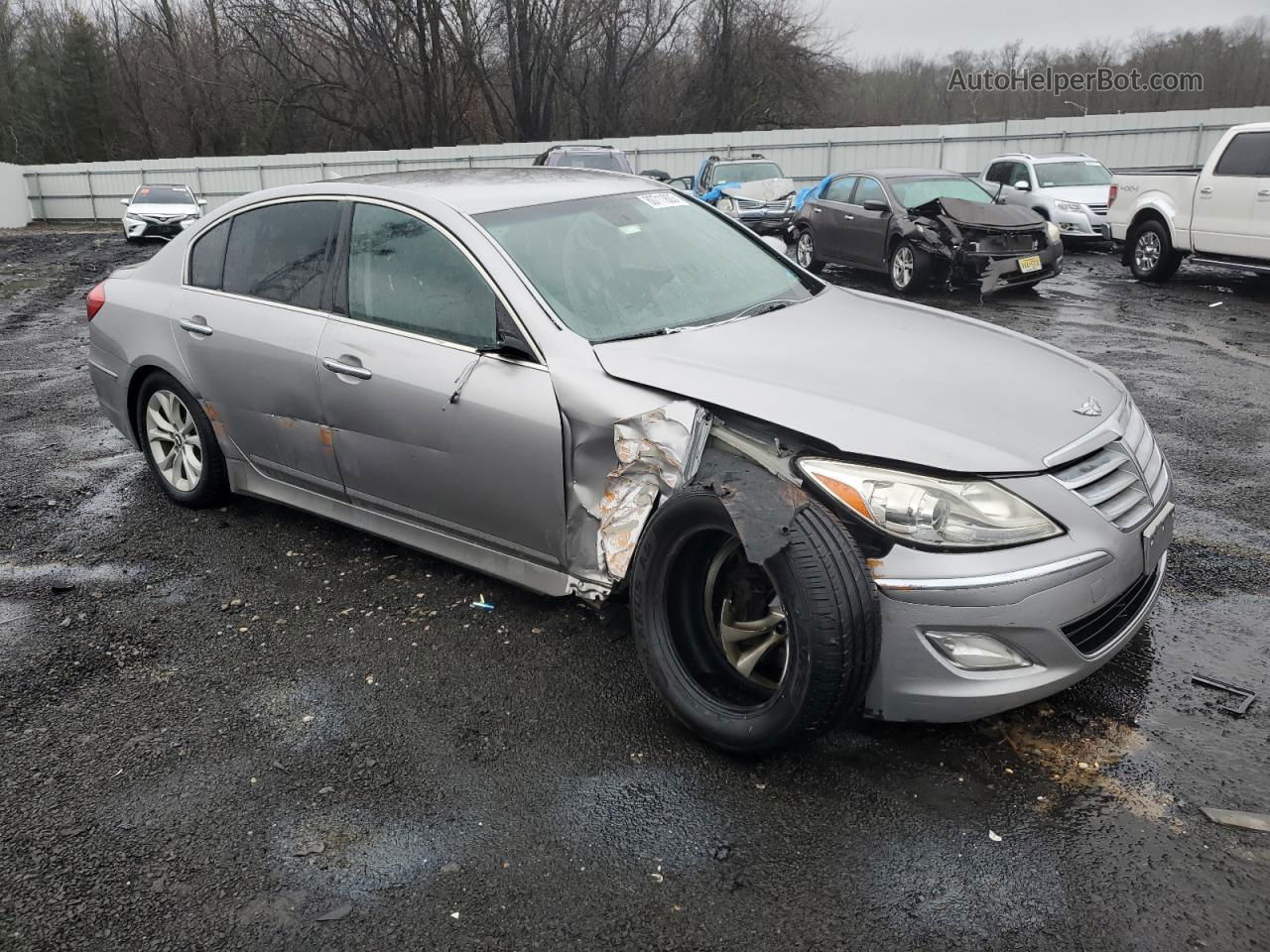 2013 Hyundai Genesis 3.8l Silver vin: KMHGC4DD9DU221844