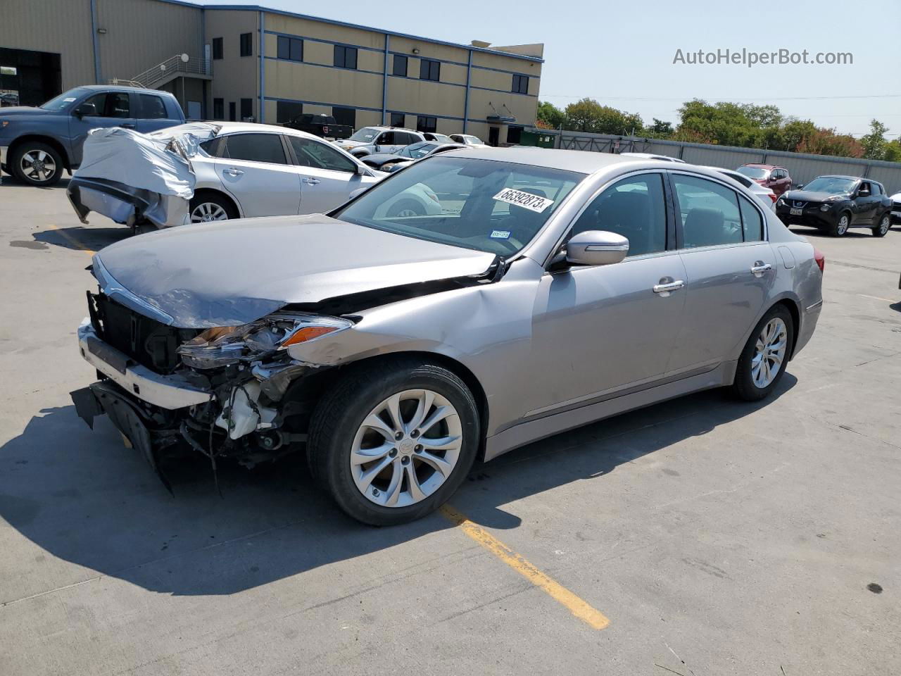 2013 Hyundai Genesis 3.8l Silver vin: KMHGC4DD9DU230382