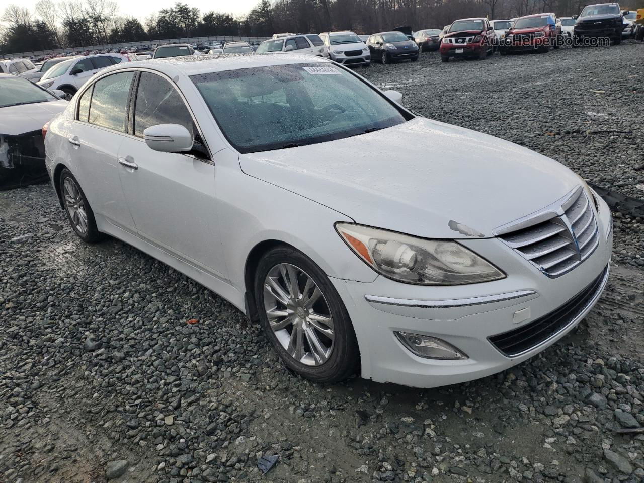 2013 Hyundai Genesis 3.8l White vin: KMHGC4DD9DU248445