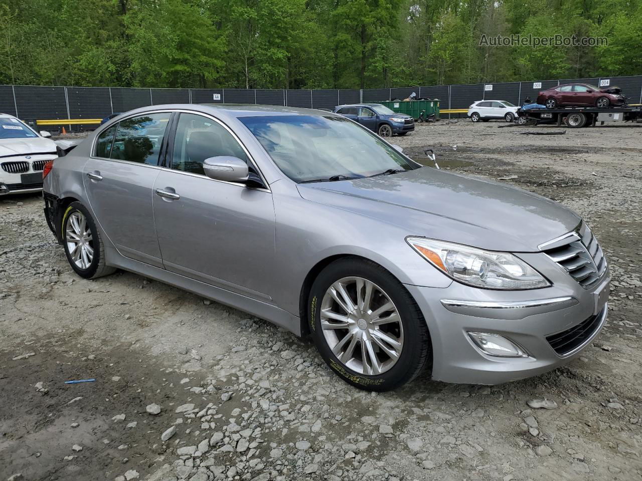 2013 Hyundai Genesis 3.8l Silver vin: KMHGC4DD9DU248669