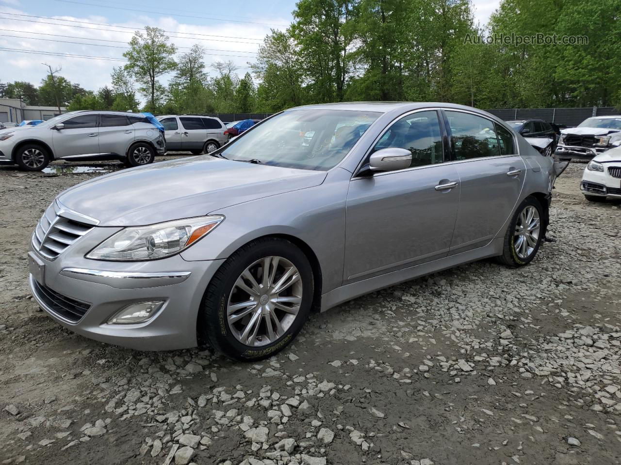 2013 Hyundai Genesis 3.8l Silver vin: KMHGC4DD9DU248669