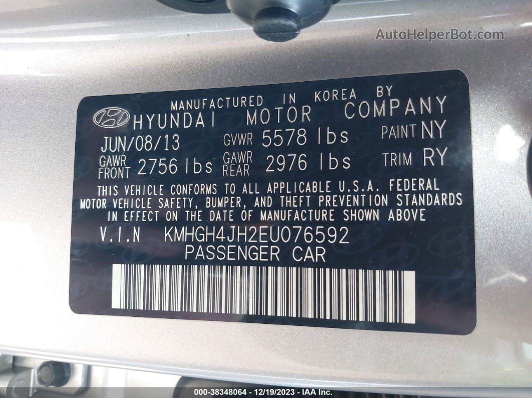 2014 Hyundai Equus Signature Серебряный vin: KMHGH4JH2EU076592