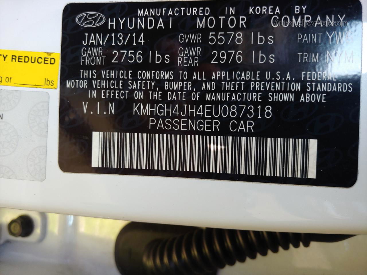 2014 Hyundai Equus Signature White vin: KMHGH4JH4EU087318