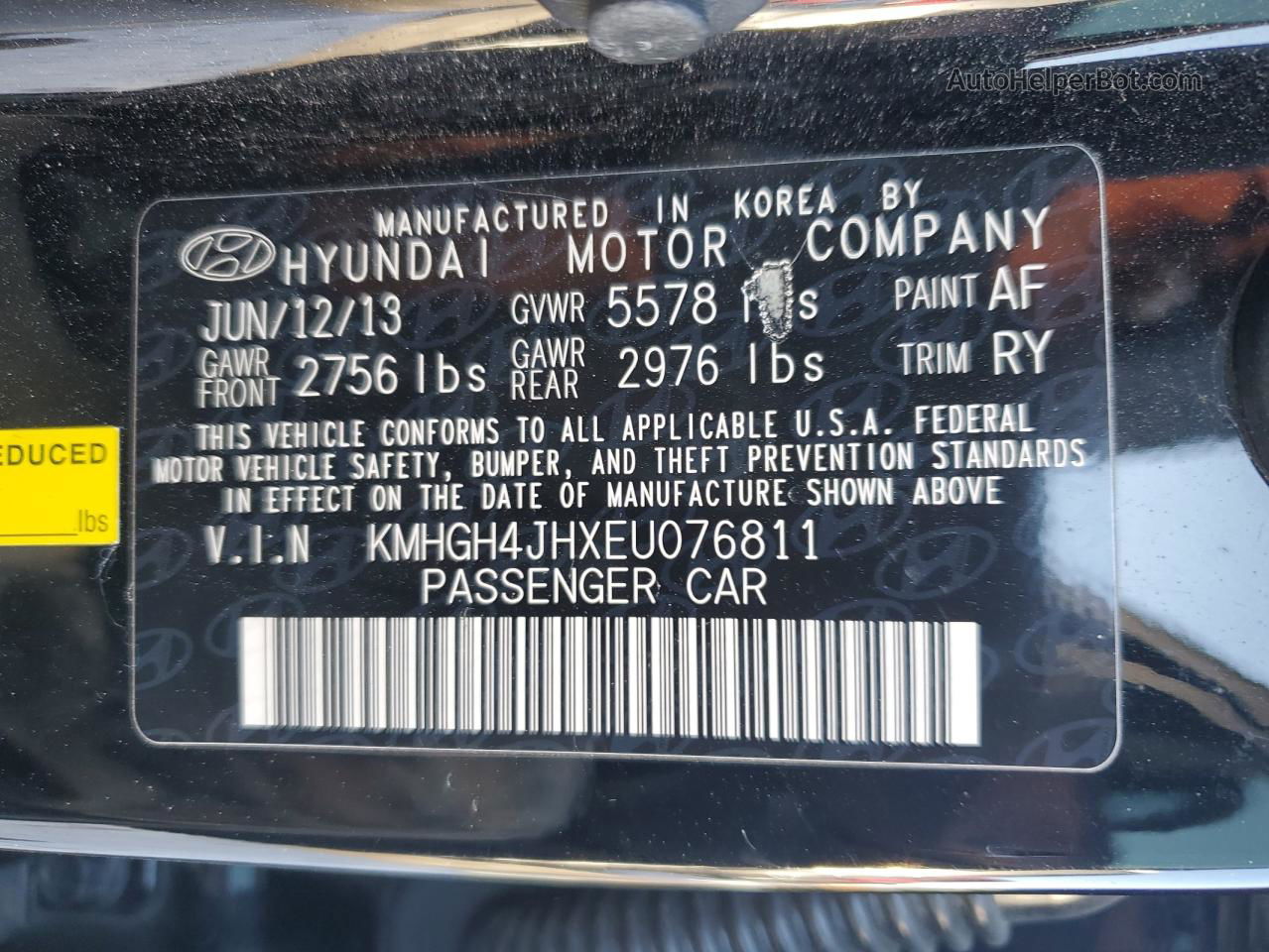2014 Hyundai Equus Signature Black vin: KMHGH4JHXEU076811