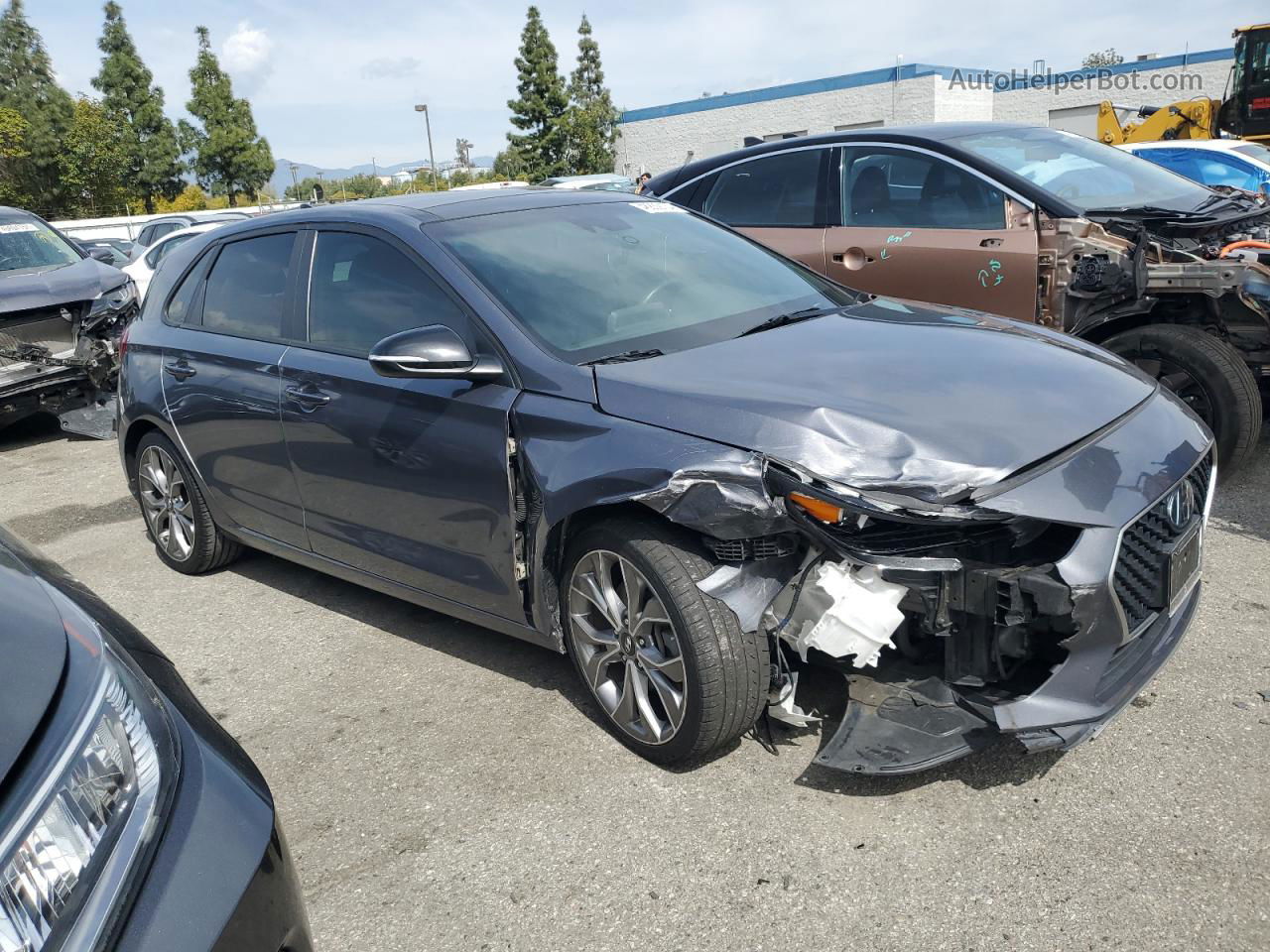 2019 Hyundai Elantra Gt N Line Серый vin: KMHH55LC2KU101717