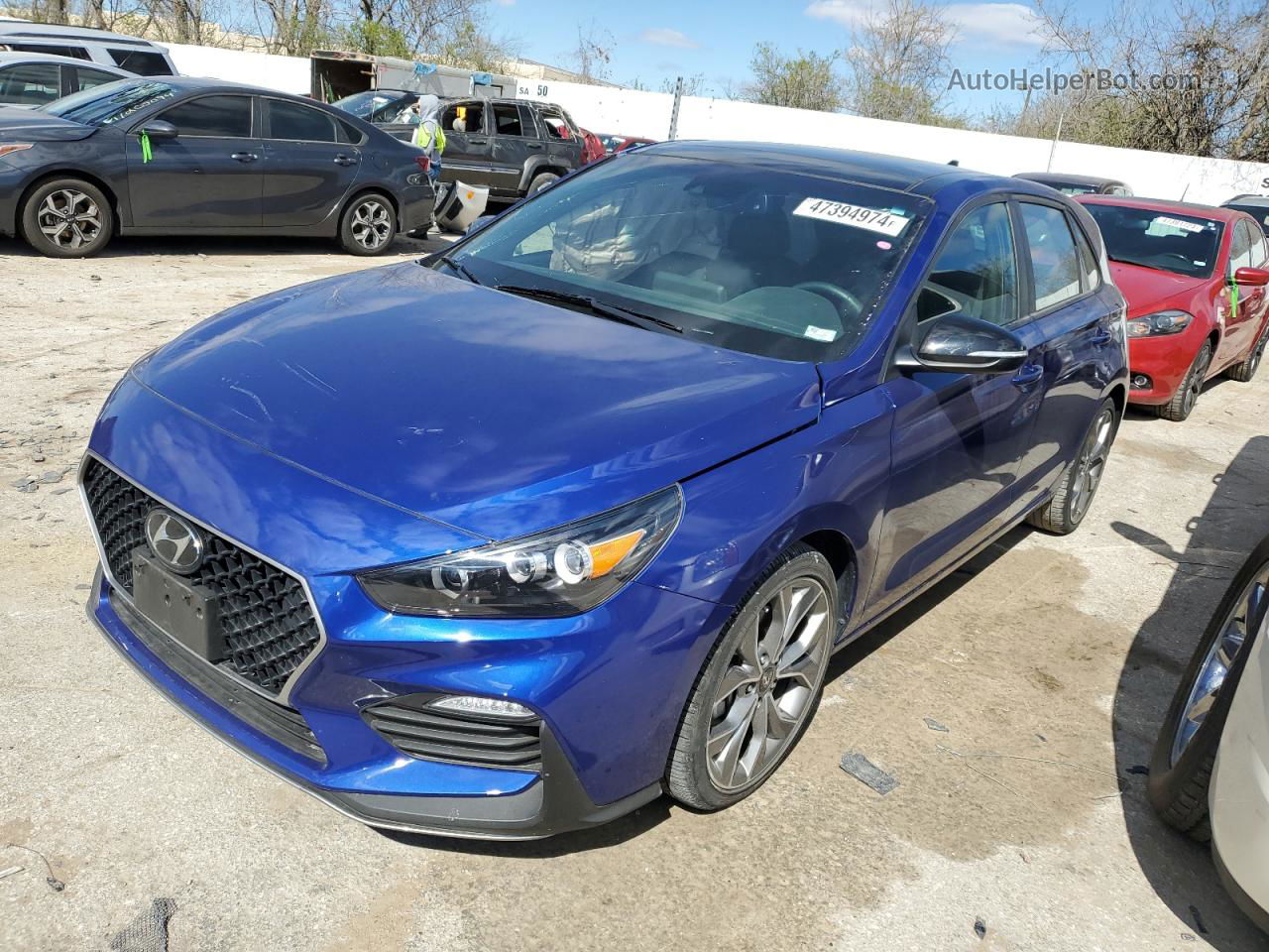 2019 Hyundai Elantra Gt N Line Синий vin: KMHH55LC3KU097614