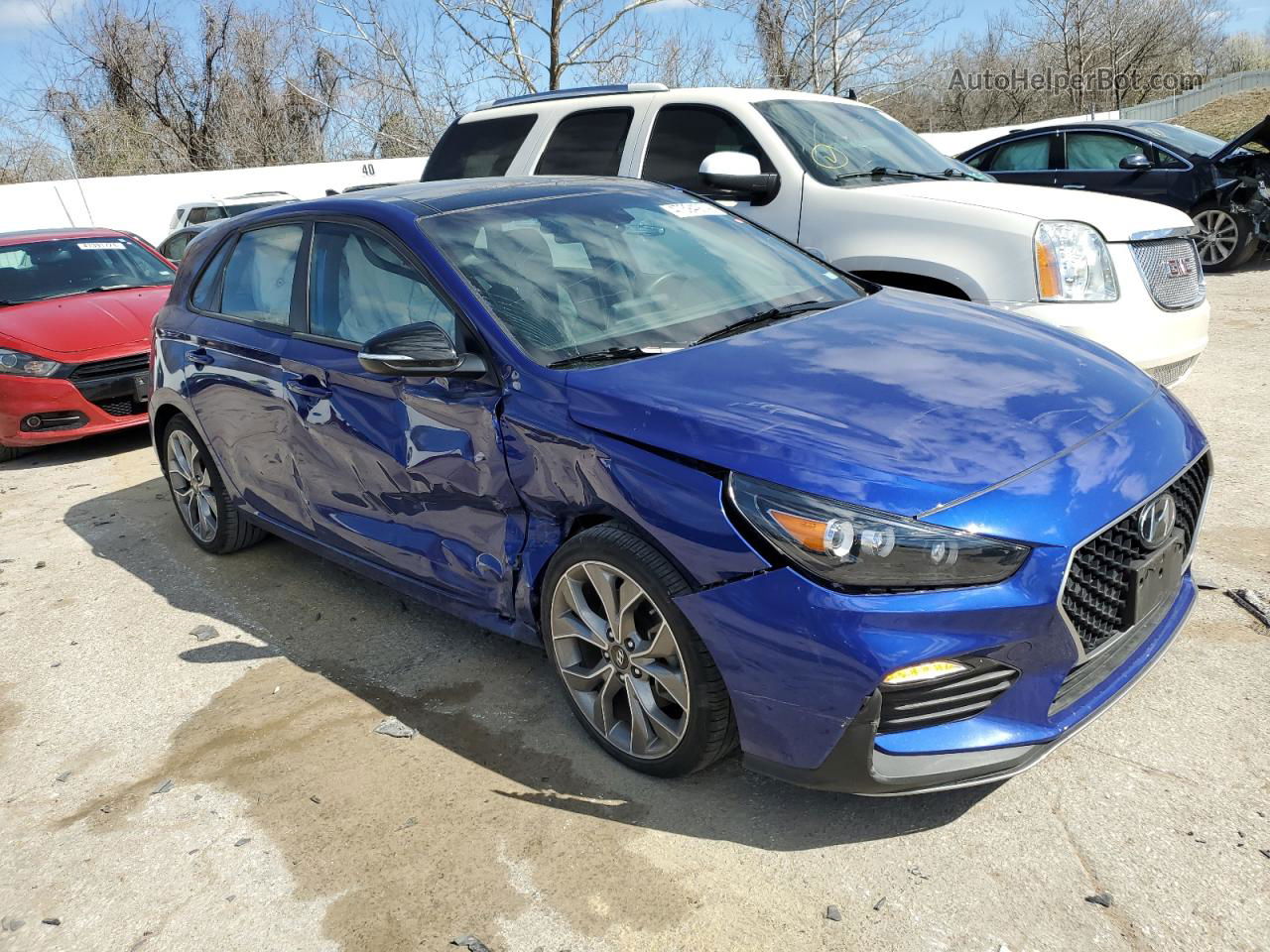 2019 Hyundai Elantra Gt N Line Синий vin: KMHH55LC3KU097614