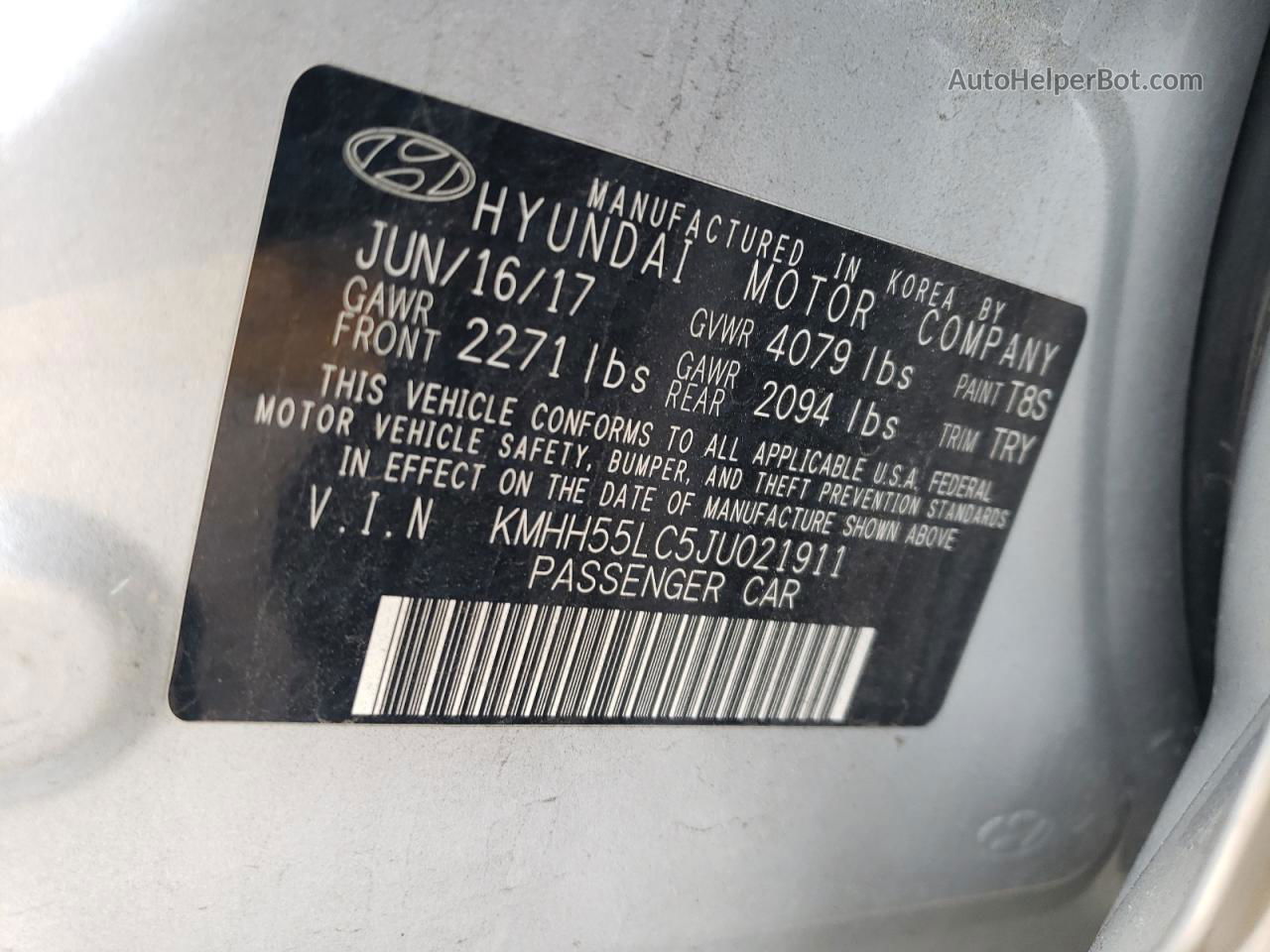 2018 Hyundai Elantra Gt Sport Silver vin: KMHH55LC5JU021911