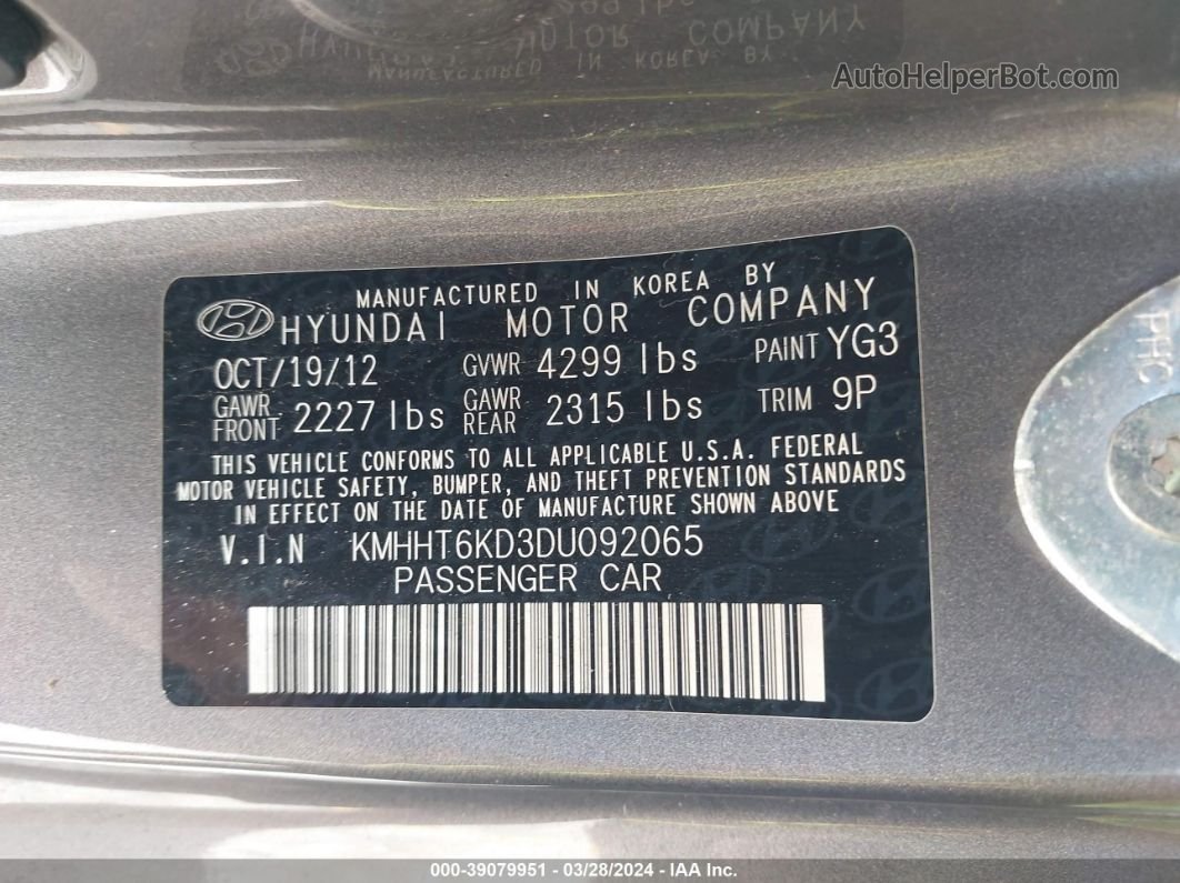 2013 Hyundai Genesis 2.0t R-spec Gray vin: KMHHT6KD3DU092065