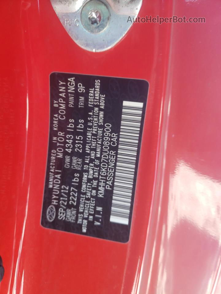 2013 Hyundai Genesis Coupe 2.0t Красный vin: KMHHT6KD7DU089900
