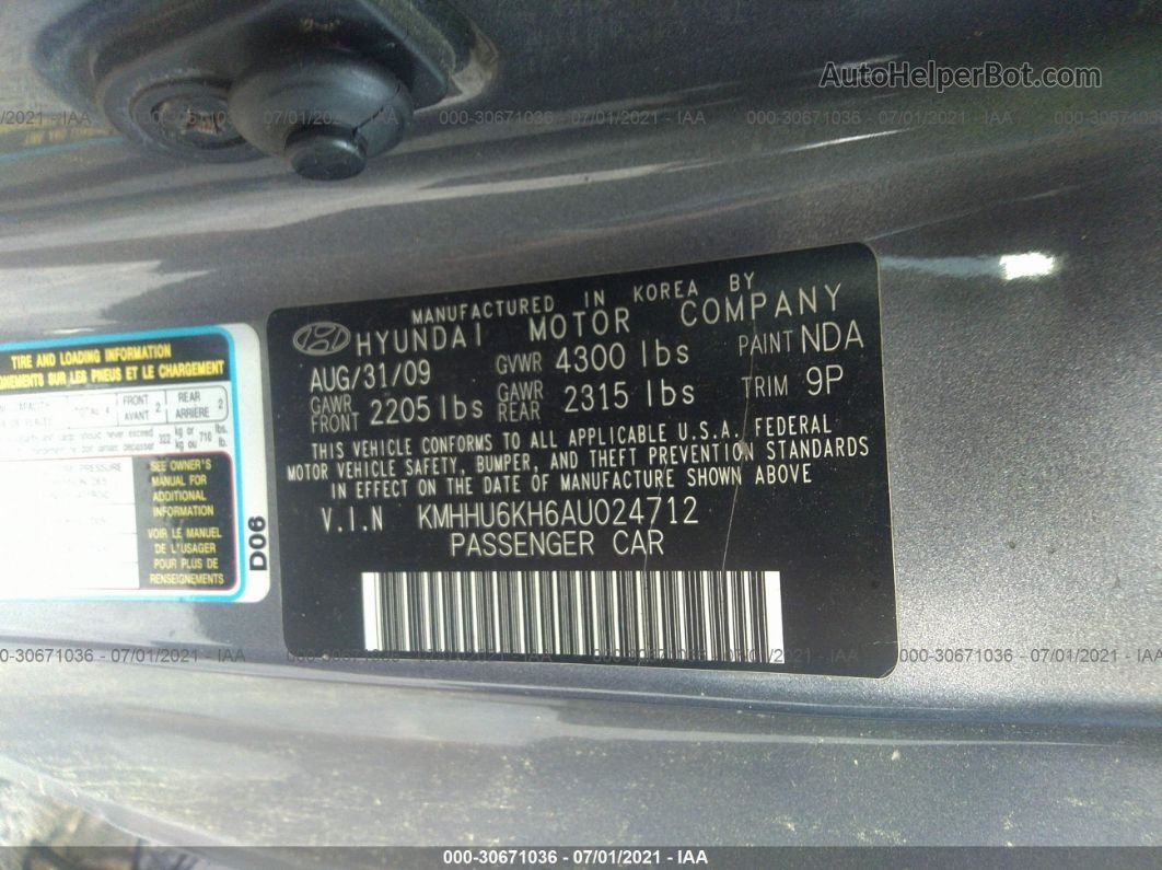 2010 Hyundai Genesis Coupe   Серый vin: KMHHU6KH6AU024712