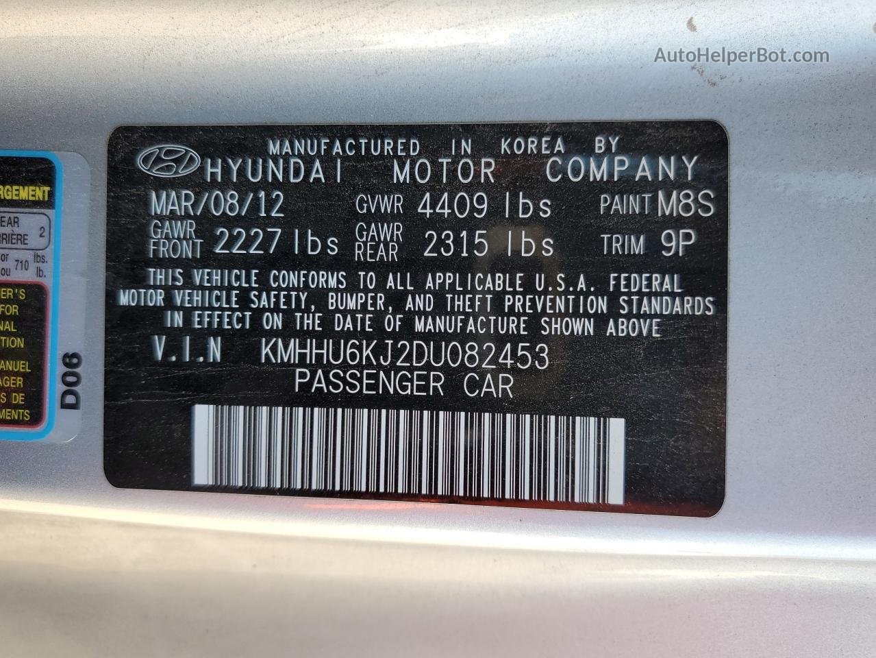 2013 Hyundai Genesis Coupe 3.8l Серый vin: KMHHU6KJ2DU082453