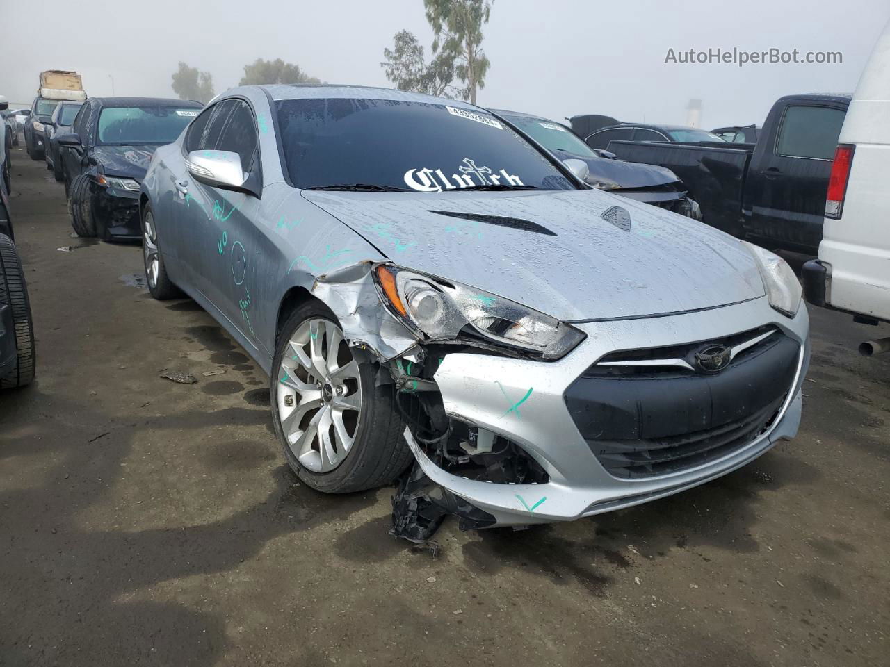 2013 Hyundai Genesis Coupe 3.8l Серебряный vin: KMHHU6KJ4DU080610