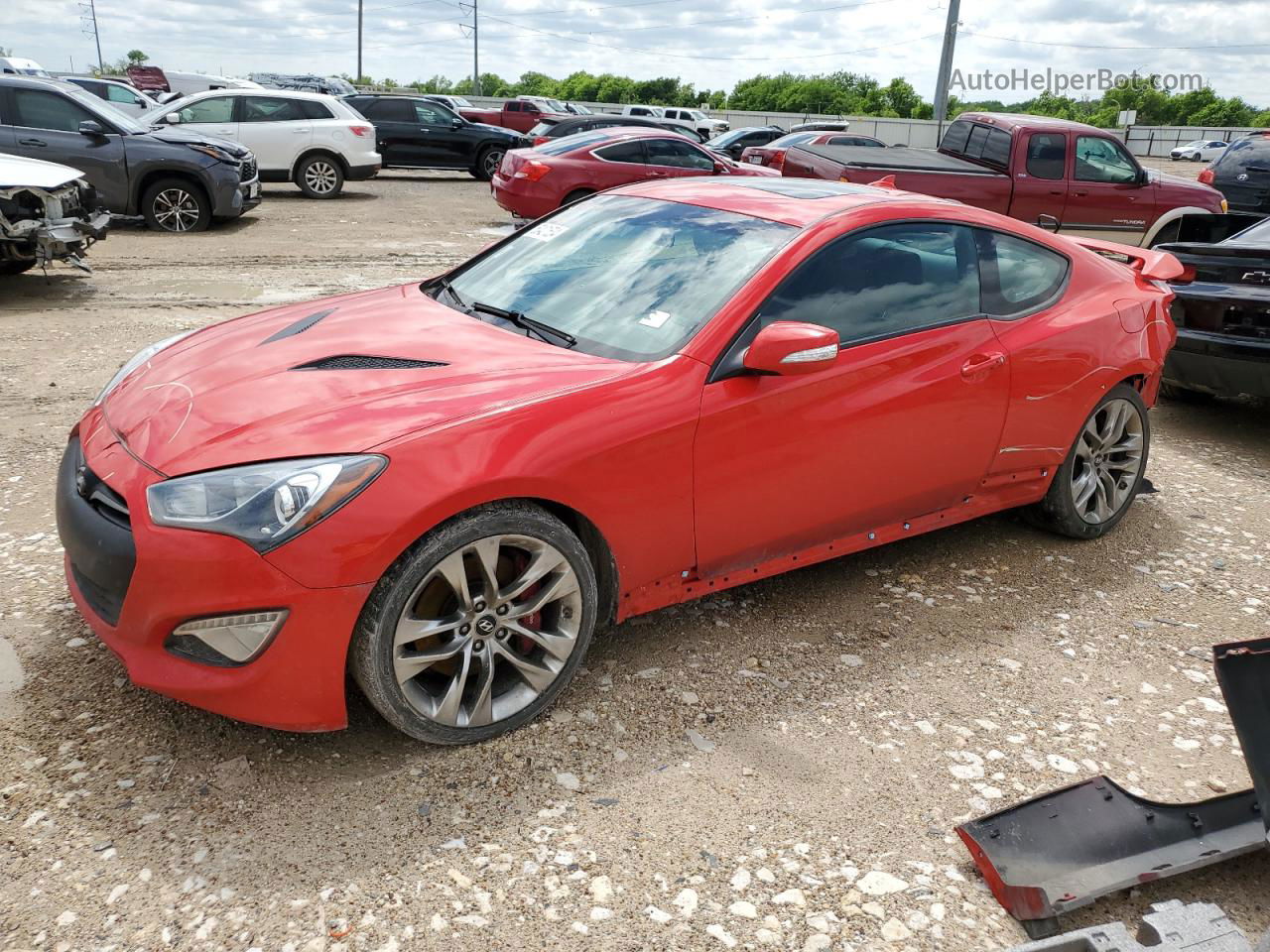 2013 Hyundai Genesis Coupe 3.8l Red vin: KMHHU6KJ7DU110781