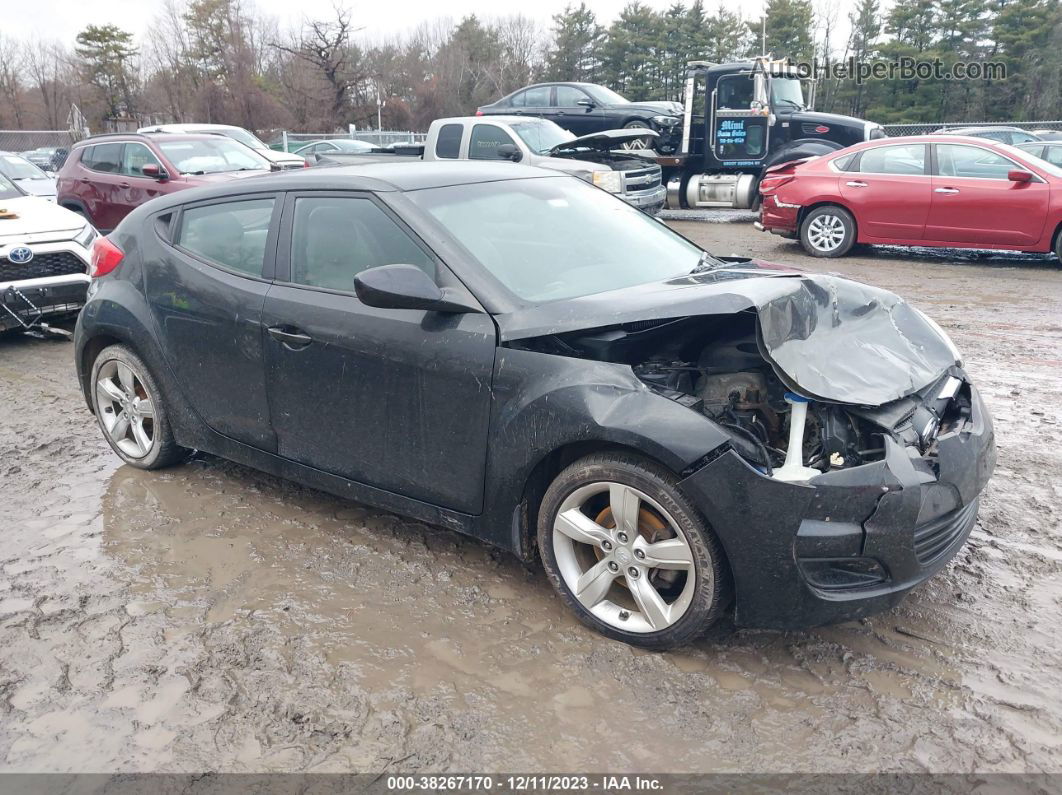 2013 Hyundai Veloster Base W/gray Black vin: KMHTC6AD0DU085103