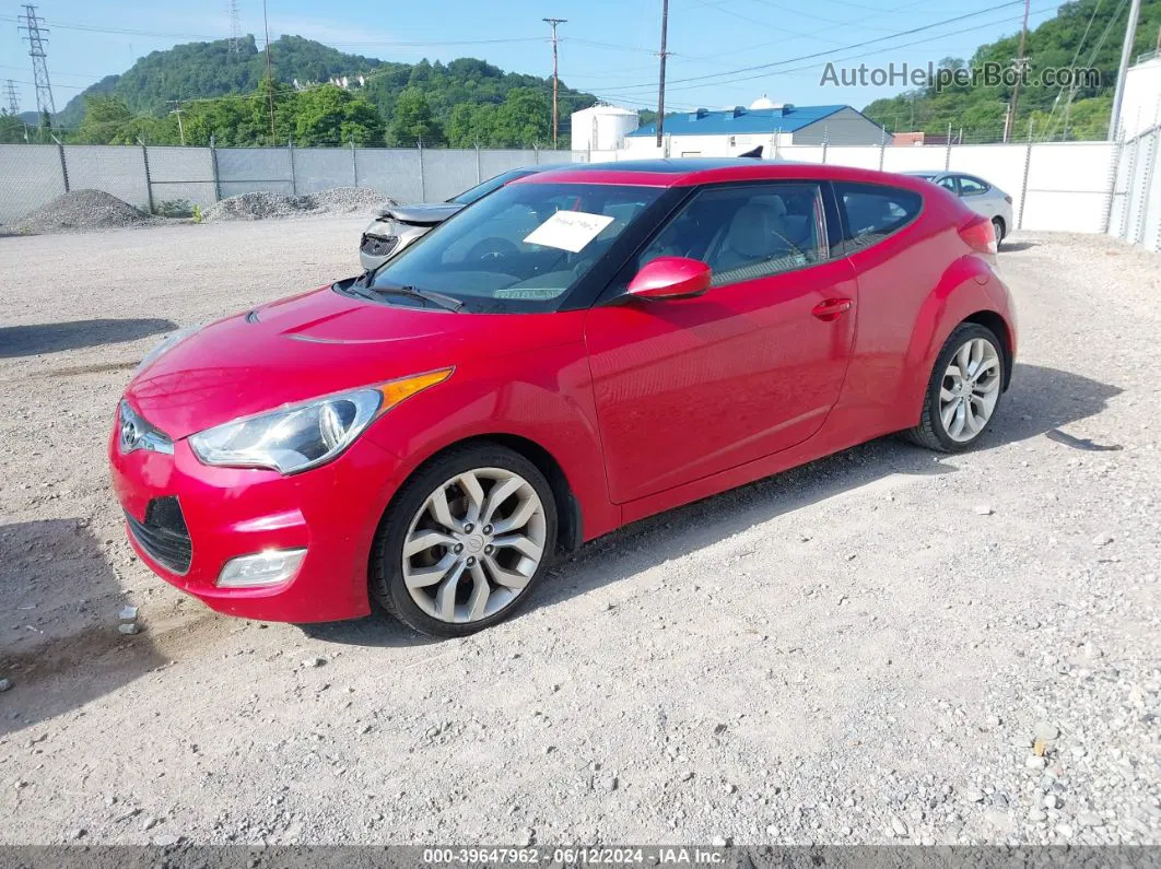 2013 Hyundai Veloster Base W/gray Red vin: KMHTC6AD0DU118455