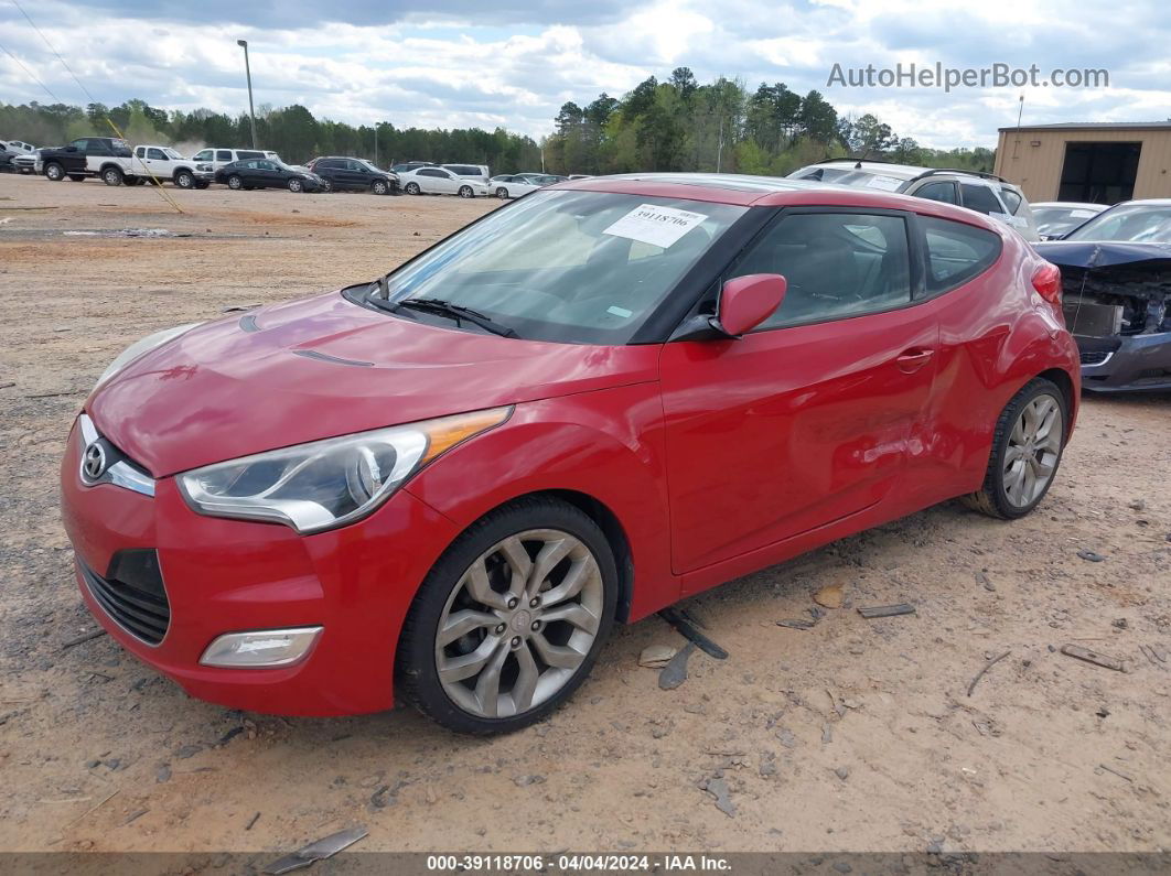 2013 Hyundai Veloster Base W/gray Red vin: KMHTC6AD0DU138494