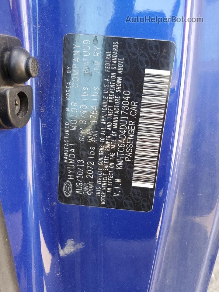 2013 Hyundai Veloster  Blue vin: KMHTC6AD4DU173040