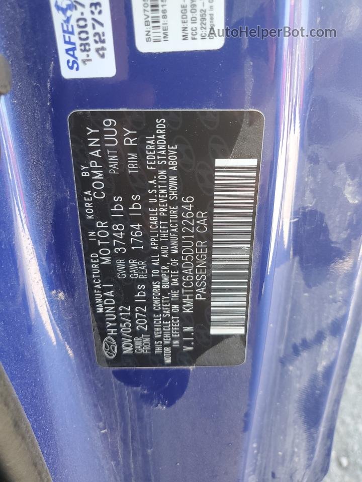 2013 Hyundai Veloster  Blue vin: KMHTC6AD5DU122646