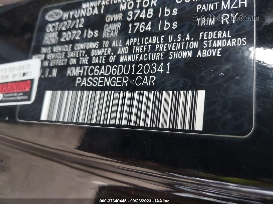 2013 Hyundai Veloster Base W/gray Черный vin: KMHTC6AD6DU120341