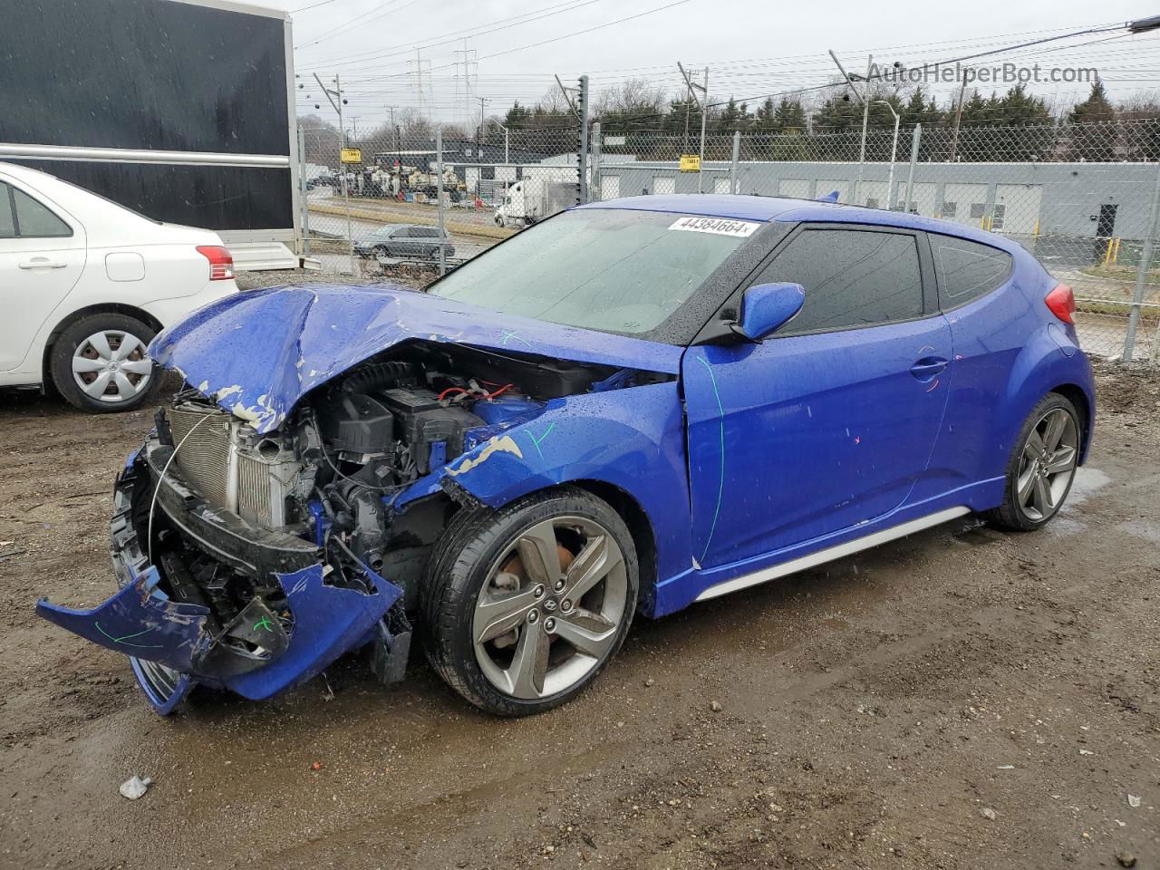 2013 Hyundai Veloster Turbo Blue vin: KMHTC6AE0DU095512