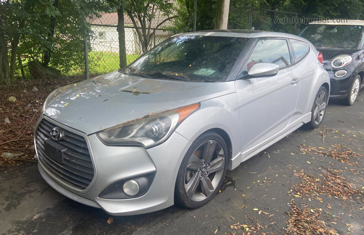 2013 Hyundai Veloster Turbo Gray vin: KMHTC6AE0DU125866