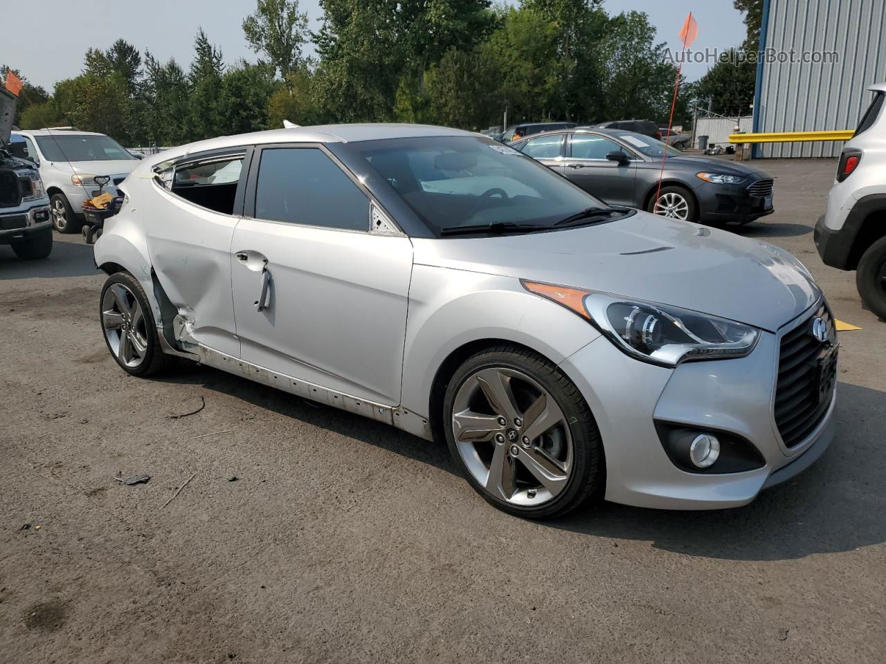 2013 Hyundai Veloster Turbo Silver vin: KMHTC6AE0DU132090