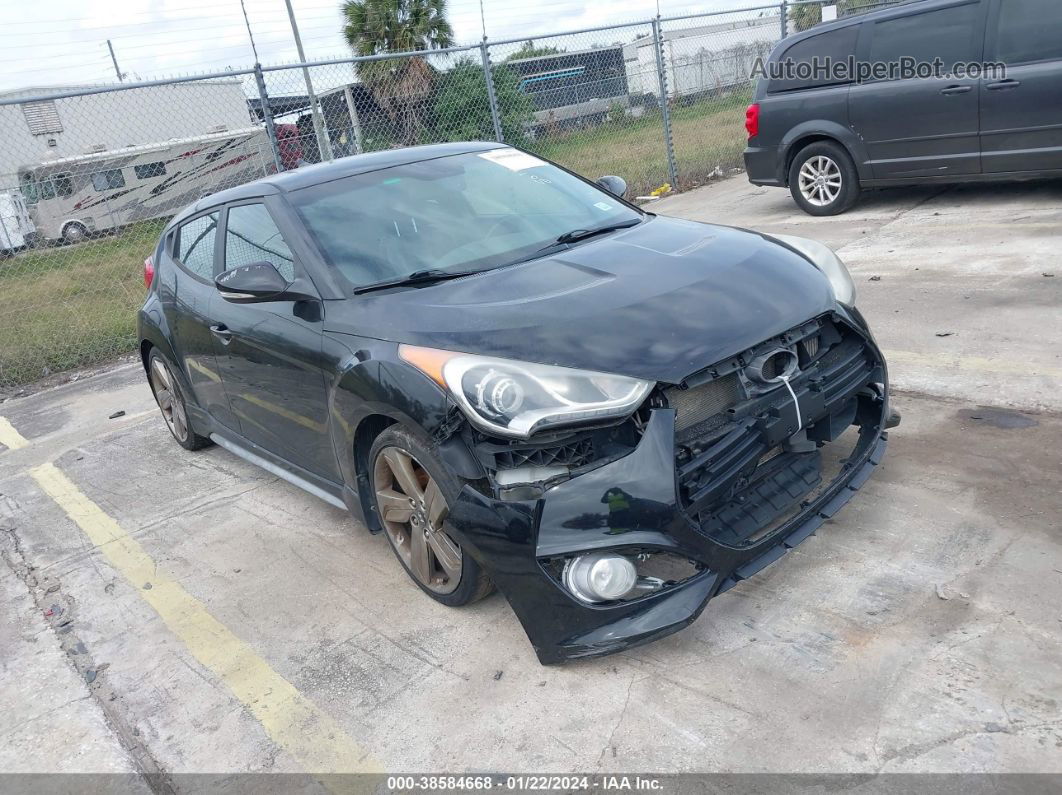 2013 Hyundai Veloster Turbo W/black Black vin: KMHTC6AE1DU171366