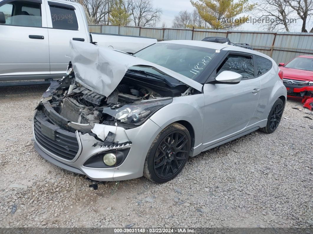 2013 Hyundai Veloster Turbo W/blue Silver vin: KMHTC6AE2DU118787