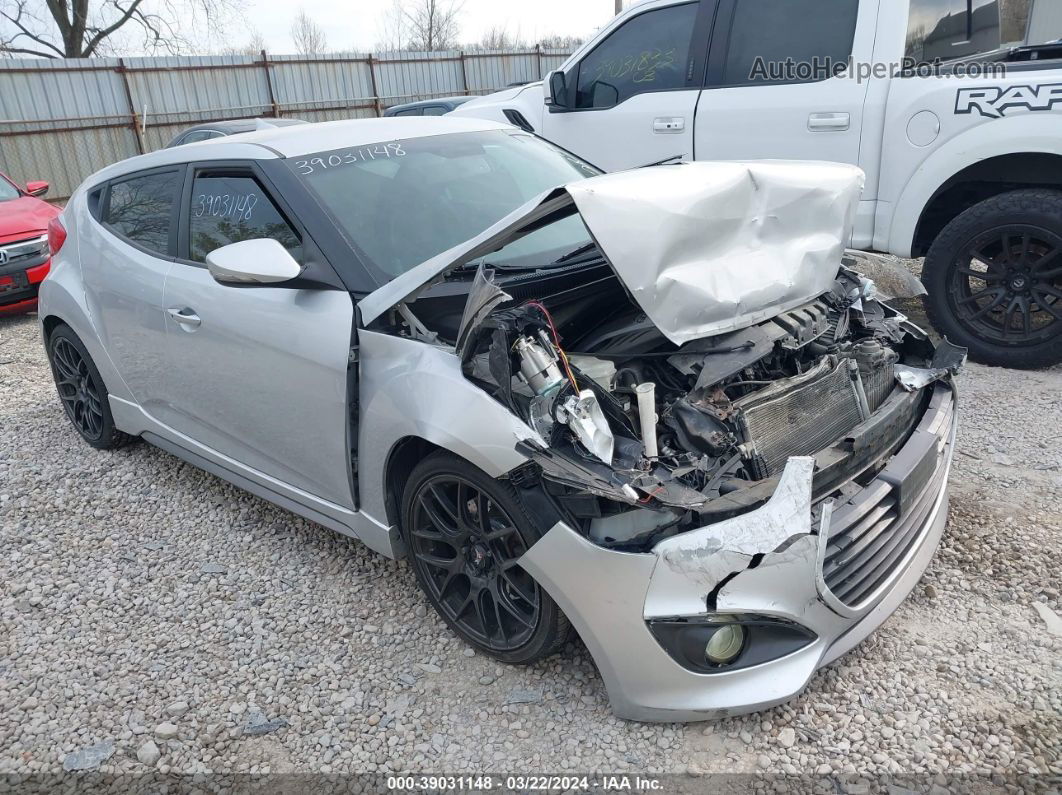 2013 Hyundai Veloster Turbo W/blue Silver vin: KMHTC6AE2DU118787