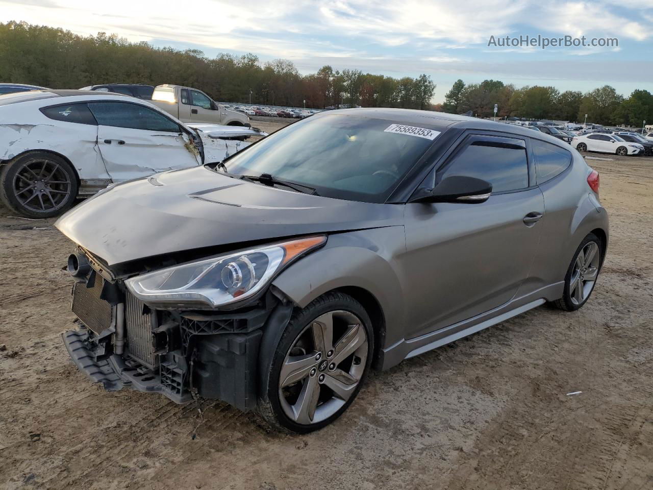 2013 Hyundai Veloster Turbo Gray vin: KMHTC6AE3DU121813