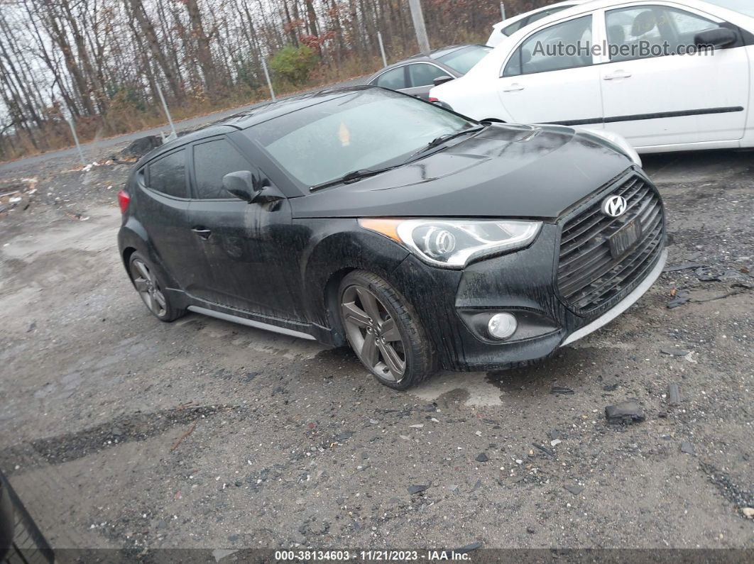 2013 Hyundai Veloster Turbo W/blue Black vin: KMHTC6AE4DU134702