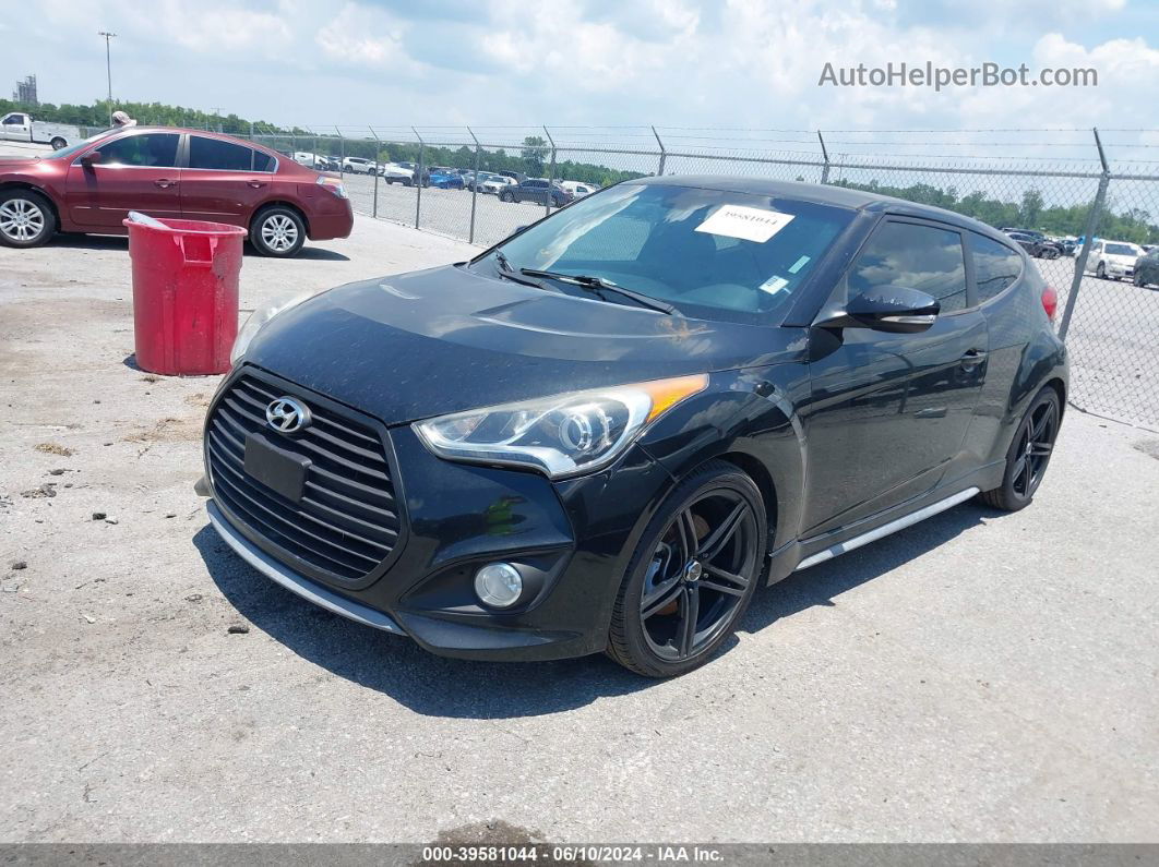 2013 Hyundai Veloster Turbo W/blue Black vin: KMHTC6AE4DU138314