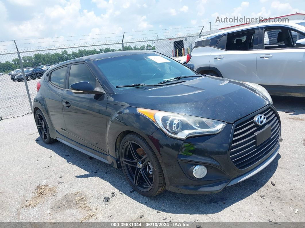 2013 Hyundai Veloster Turbo W/blue Black vin: KMHTC6AE4DU138314