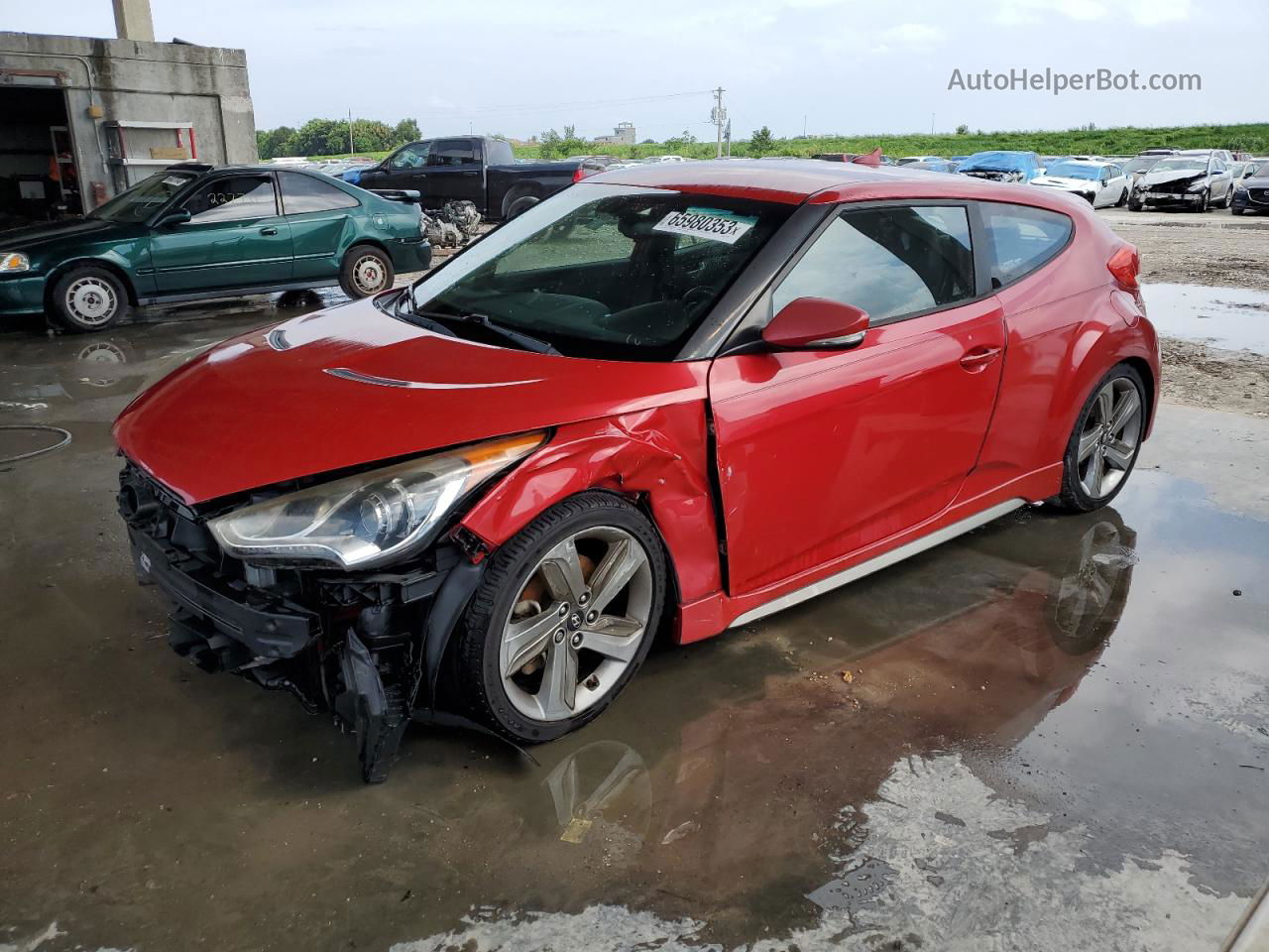 2013 Hyundai Veloster Turbo Red vin: KMHTC6AE4DU142962