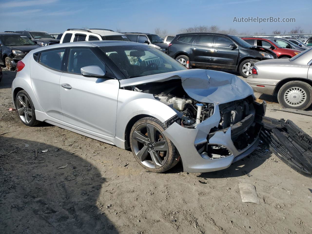 2013 Hyundai Veloster Turbo Silver vin: KMHTC6AE6DU084384