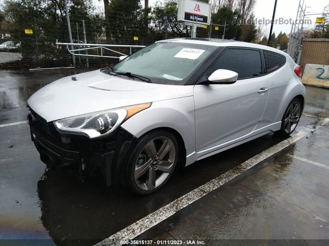 2013 Hyundai Veloster Turbo W/blue Int Silver vin: KMHTC6AE6DU109820