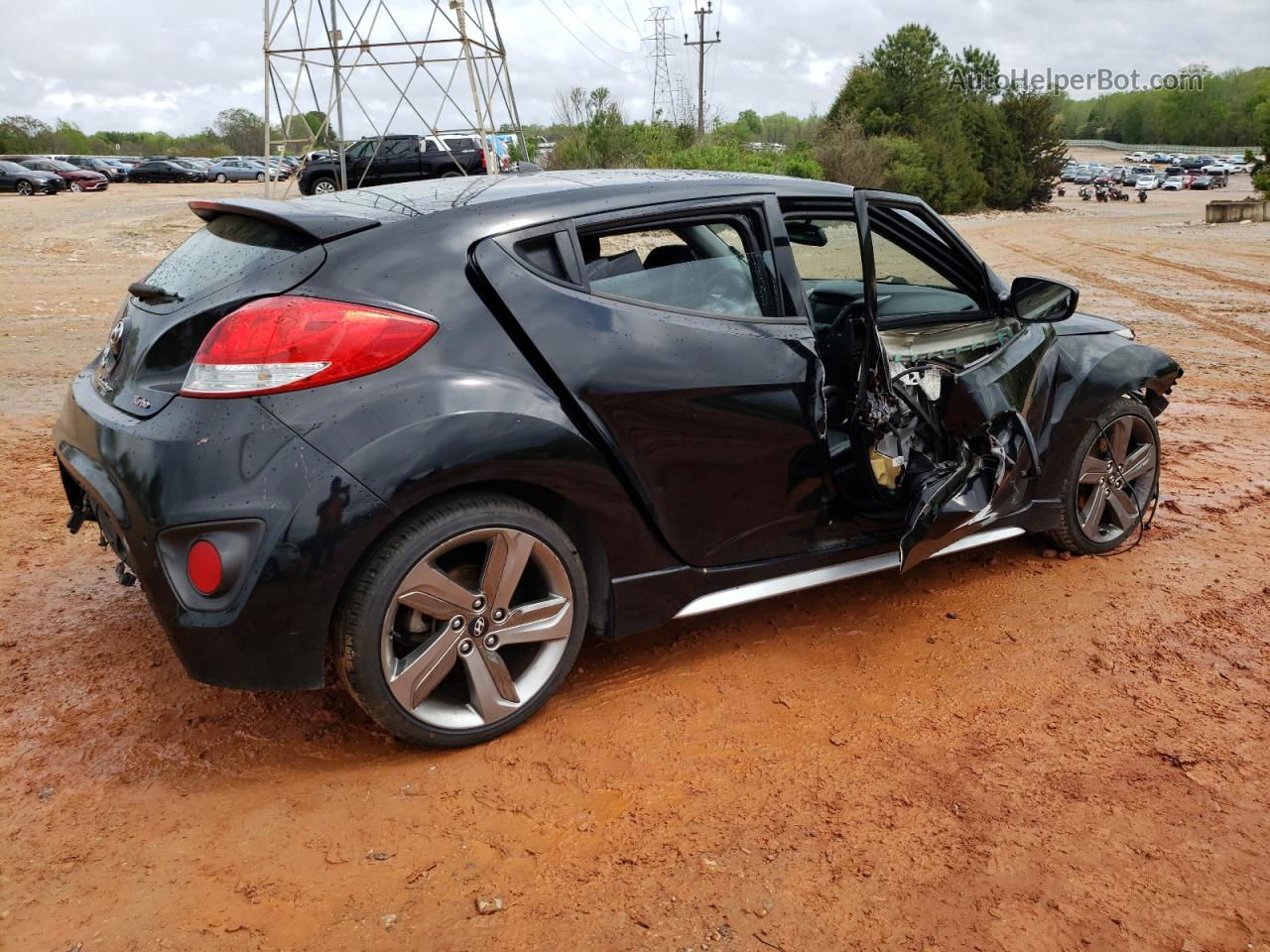 2013 Hyundai Veloster Turbo Black vin: KMHTC6AE7DU127825