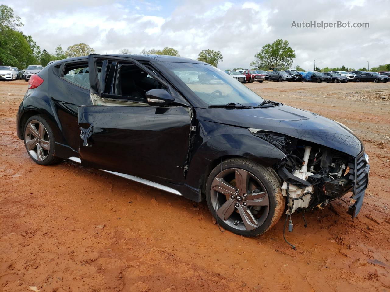 2013 Hyundai Veloster Turbo Black vin: KMHTC6AE7DU127825