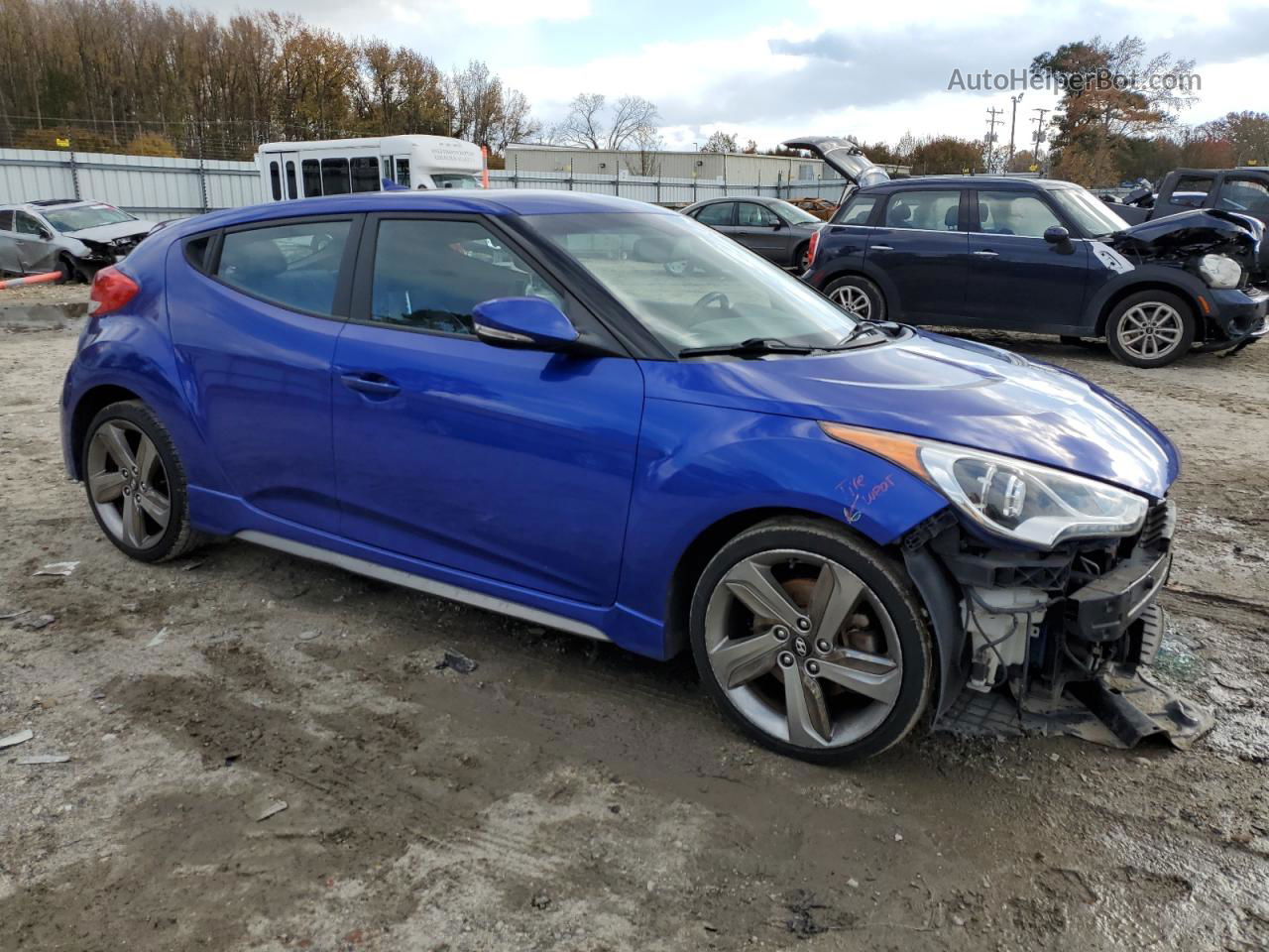 2013 Hyundai Veloster Turbo Blue vin: KMHTC6AE7DU140932