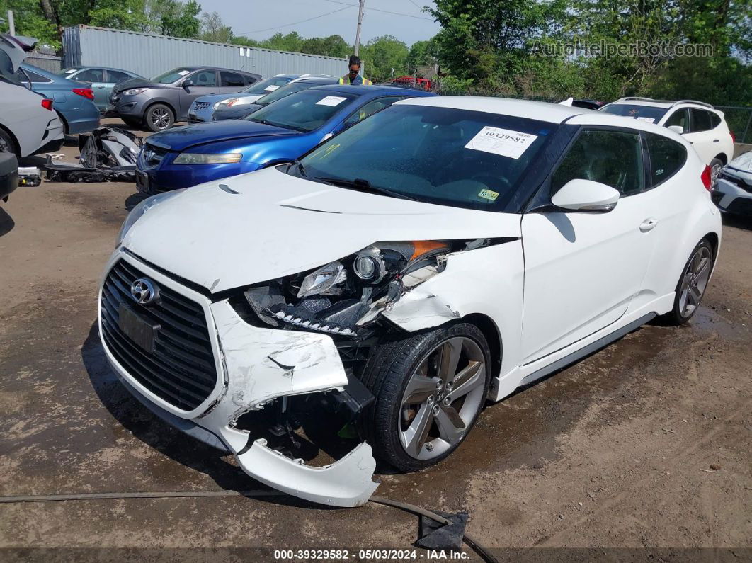 2013 Hyundai Veloster Turbo W/blue White vin: KMHTC6AE7DU143930