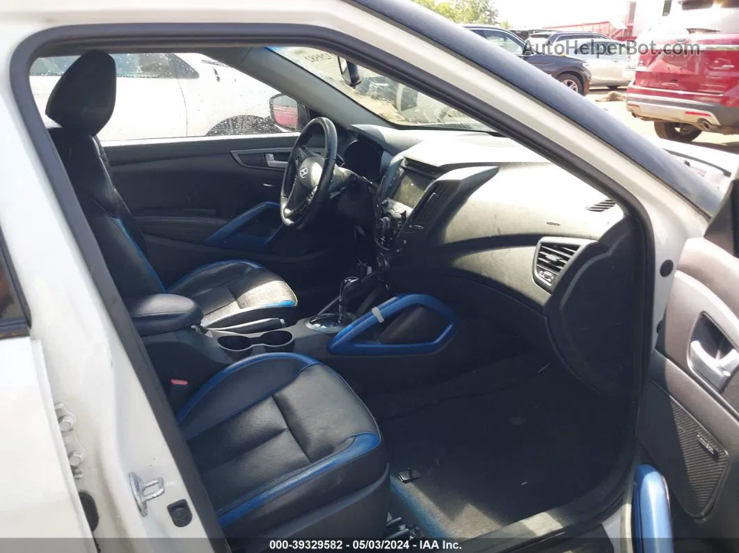 2013 Hyundai Veloster Turbo W/blue White vin: KMHTC6AE7DU143930